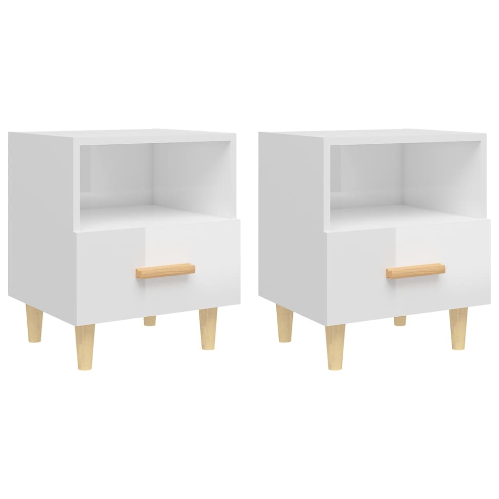 Nachttische 2 Stk. Hochglanz-Weiss 40x35x47 cm